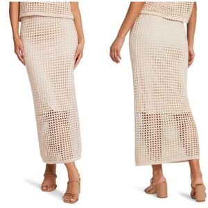 NWT New Steve Madden Crochet Knit Maxi Skirt Sheer Beige Natural XXLarge XXL